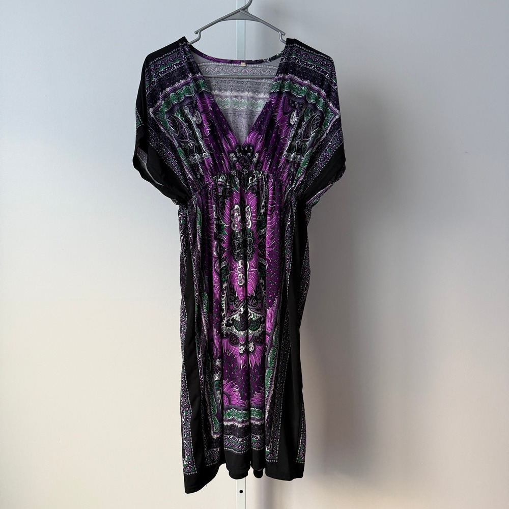 Purple Black Boho Empire Waist Moody Feminine Whimsigoth Festival Witchy Dress
